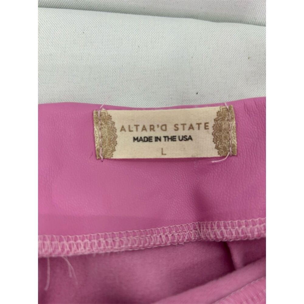 Altar’d State Women's Pink Mini Skirt Size Large Casual Vegan Leather Short NWT - Picture 3 of 9